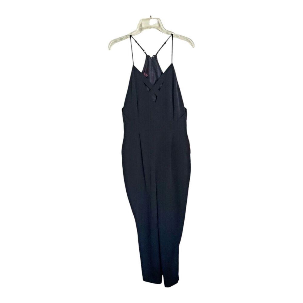 Bongo Women's NWT Black Halter Jumpsuit Spaghetti Strap Tapered Legs Sz 1X